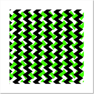 Waves black and green pattern Posters and Art